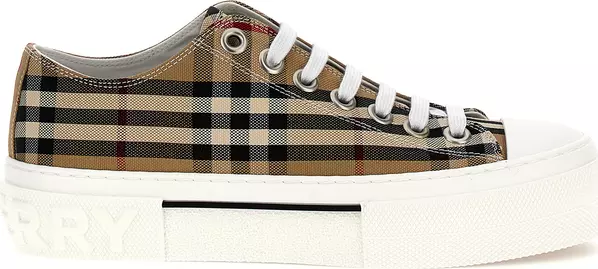 Beige Cotton Low Top Sneakers