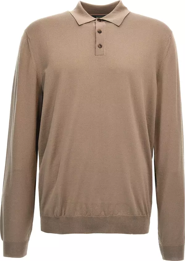 Beige Virgin Wool Polo Shirt