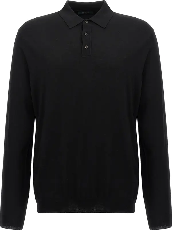 Black Virgin Wool Polo Shirt