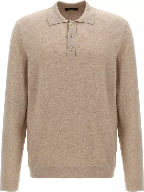 Beige Virgin Wool Polo Shirt