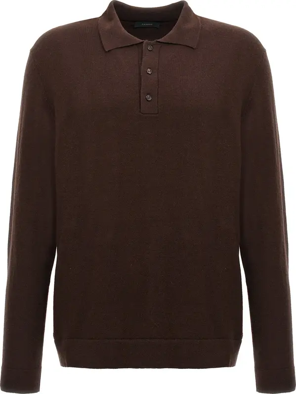 Brown Virgin Wool Polo Shirt