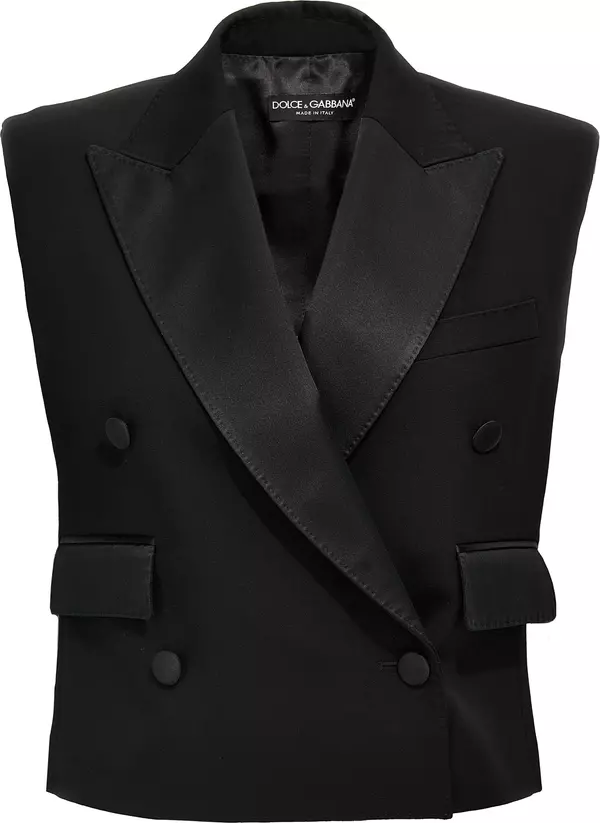 Black Silk Sleeveless Jacket