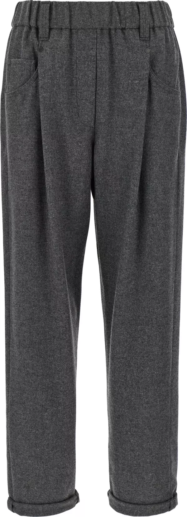 Gray Virgin Wool Casual Pants