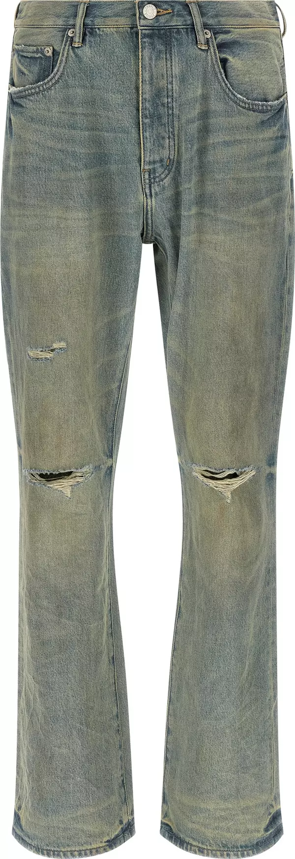 Blue Cotton Flared Jeans