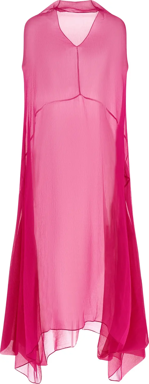 Fuchsia Silk Midi Dress