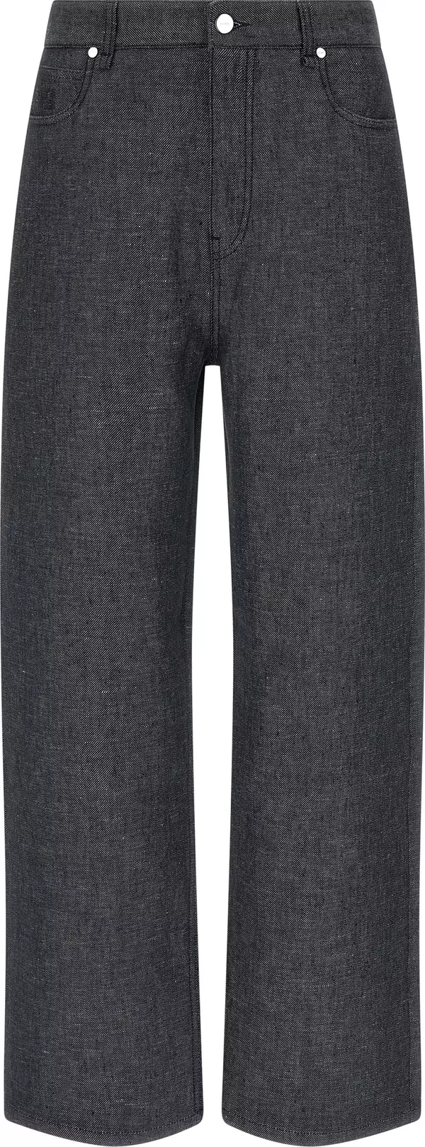 Gray Linen Straight-Leg Jeans