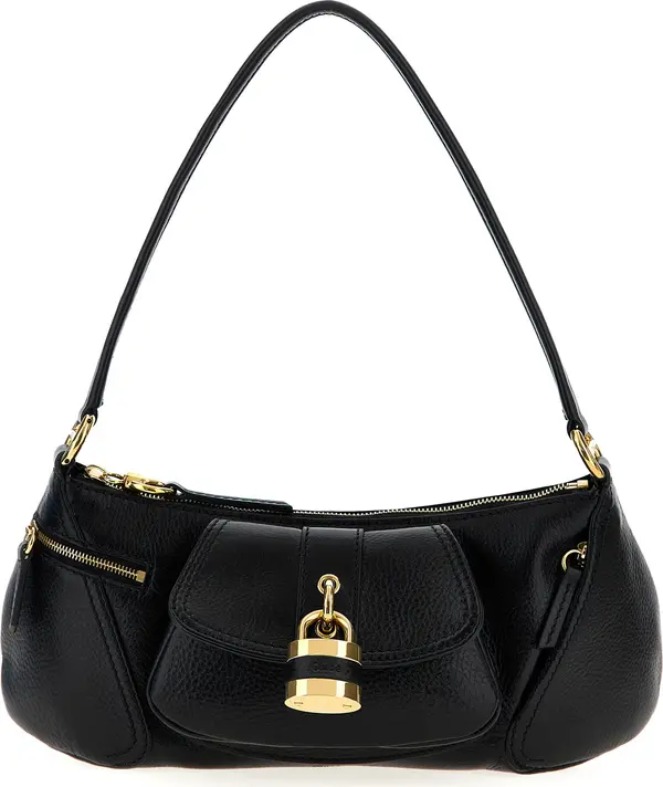 Black Calfskin Shoulder Bag
