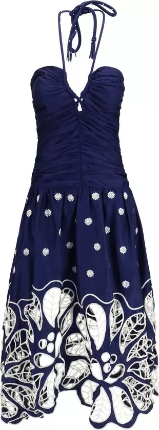 Blue Cotton Casual Dress