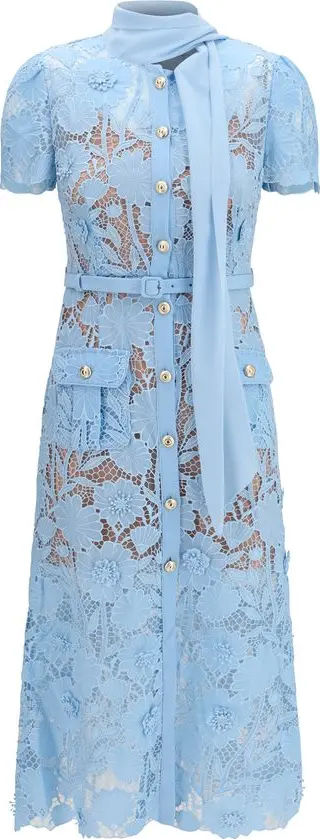 Blue Polyester Casual Dress