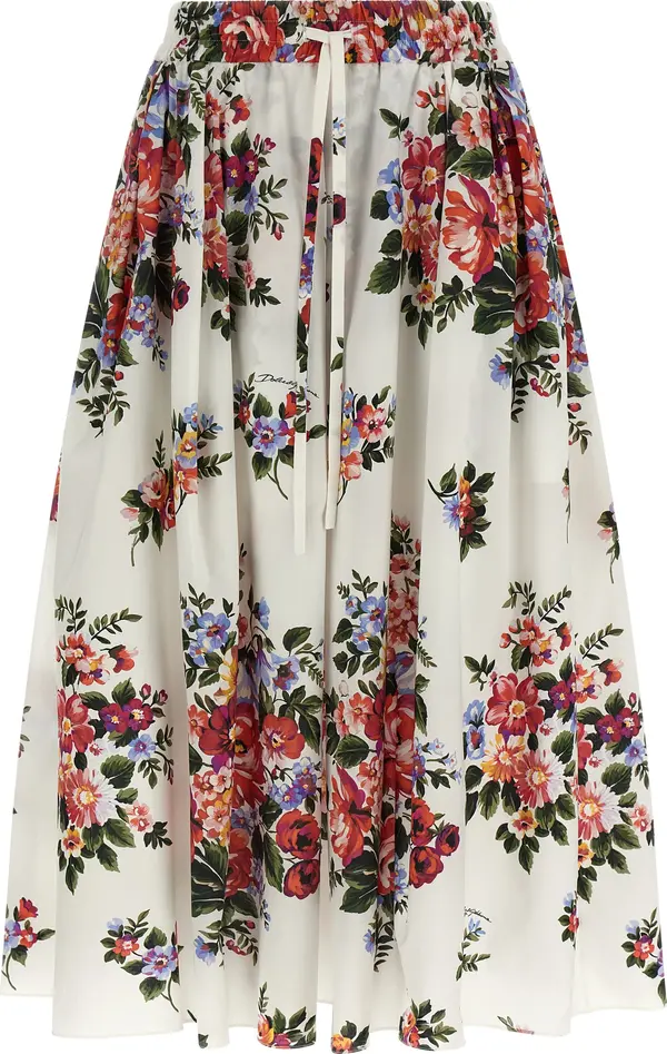 White Cotton Midi Skirt