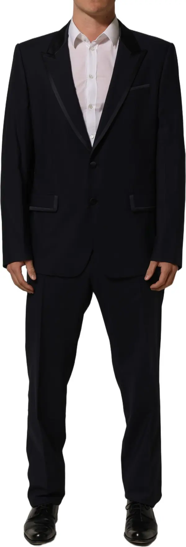 Dark Blue Single Breasted 2 Piece Men Suit