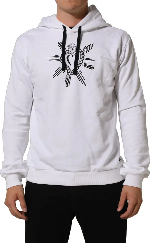 White Sacred Heart Hooded Sweatshirt Sweater