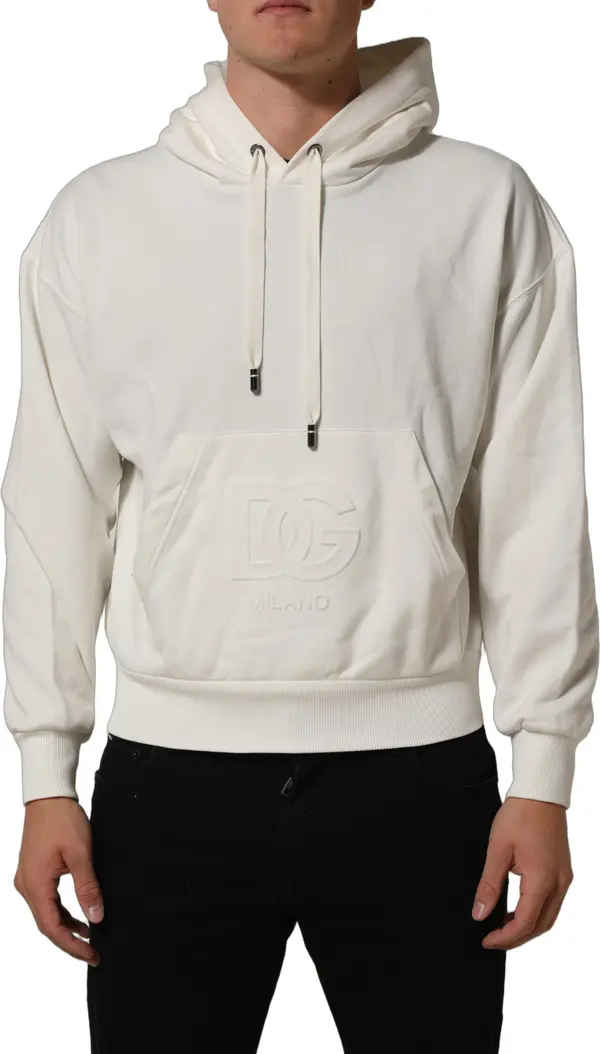 White Logo Hooded PulloverSweatshirt Sweater