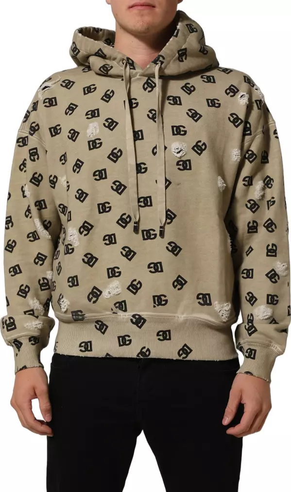 Brown Cotton Logo Hooded Sweatshirt Sweater