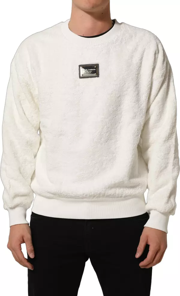 White LogoPlaque CrewNeck Sweatshirt Sweater