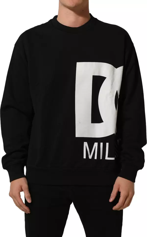 Black Cotton Logo Print Sweatshirt Sweater
