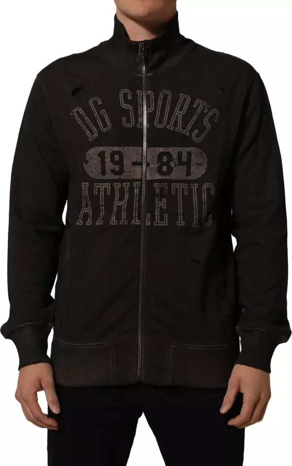 Brown Logo Print Full Zip Sweatshirt Sweater