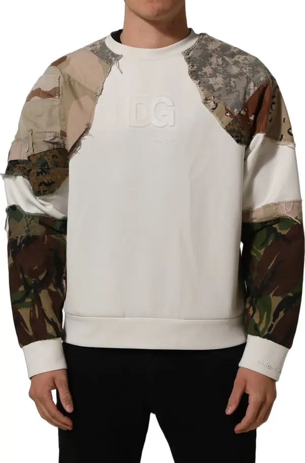 Multicolor Camo Patchwork Sweatshirt Sweater