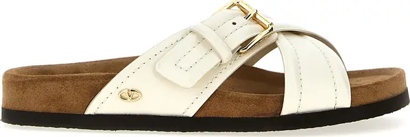 White Calfskin Slides