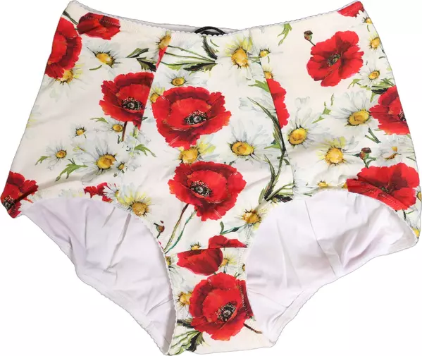 White Nylon Floral High Waisted Girdle Underwear