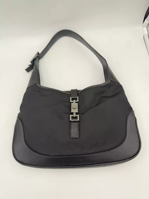 GUCCI JACKIE Leather and Canvas Handbag