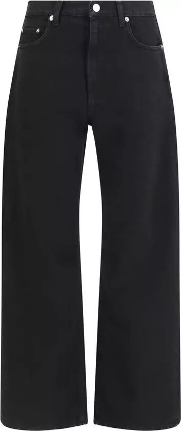 Black Cotton Straight-Leg Jeans