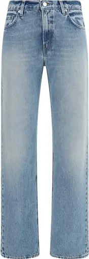 Blue Cotton Straight-Leg Jeans