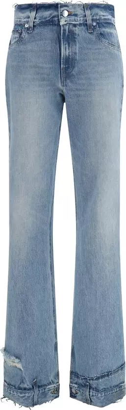 Blue Cotton Flared Jeans