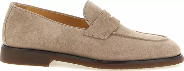 Gray Calfskin Slip-On Loafers