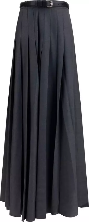 Gray Polyester Long Skirt