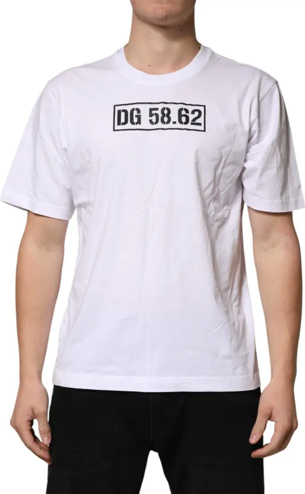 White Cotton Logo Print Crew Neck T-shirt