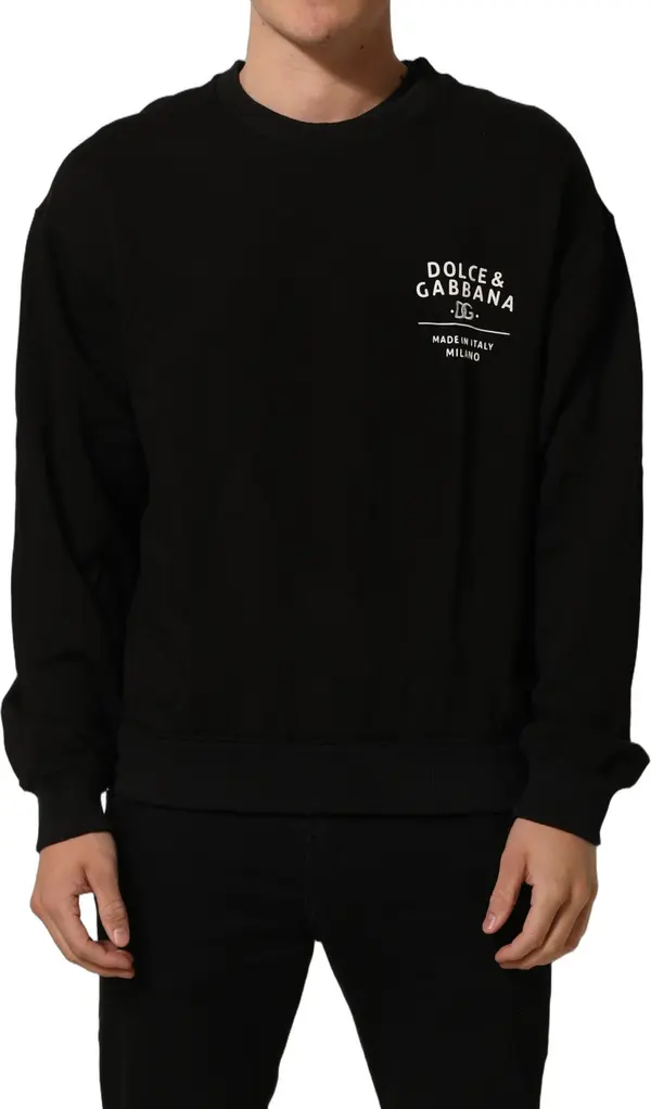 Black Cotton Logo Print Sweatshirt Sweater