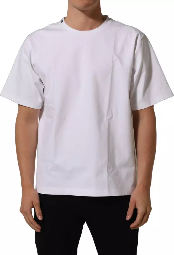 White Cotton Short Sleeves Crew Neck T-shirt