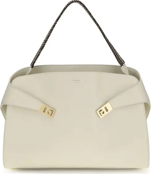 Beige Calf Leather Bos Taurus Shoulder Bag