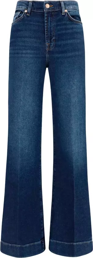 Blue Cotton Flared Jeans
