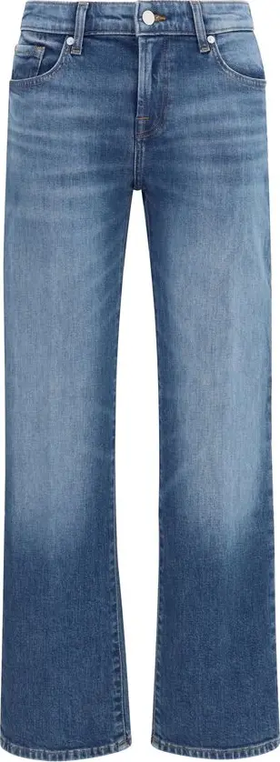 Blue Cotton Straight-Leg Jeans