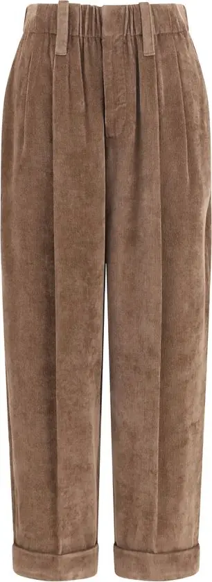 Brown Viscose Casual Pants