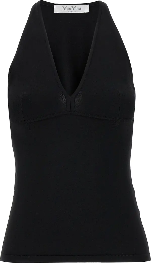 Black Viscose Sleeveles T-Shirt