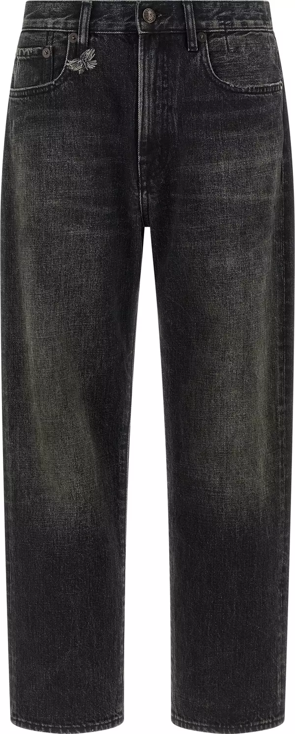 Black Cotton Straight-Leg Jeans