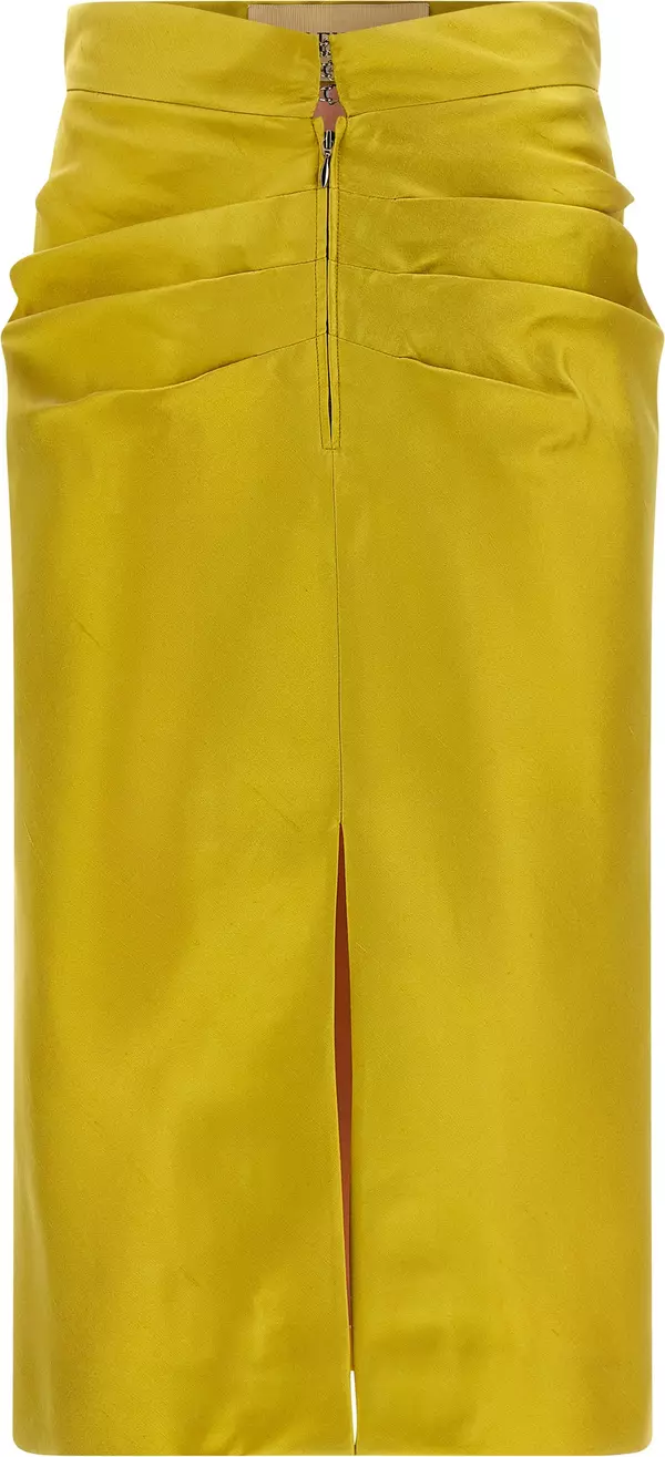 Bicolor Silk Midi Skirt