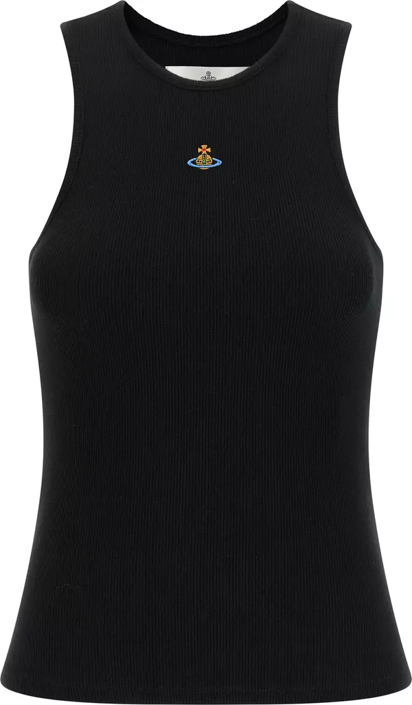Black Cotton Sleeveles T-Shirt