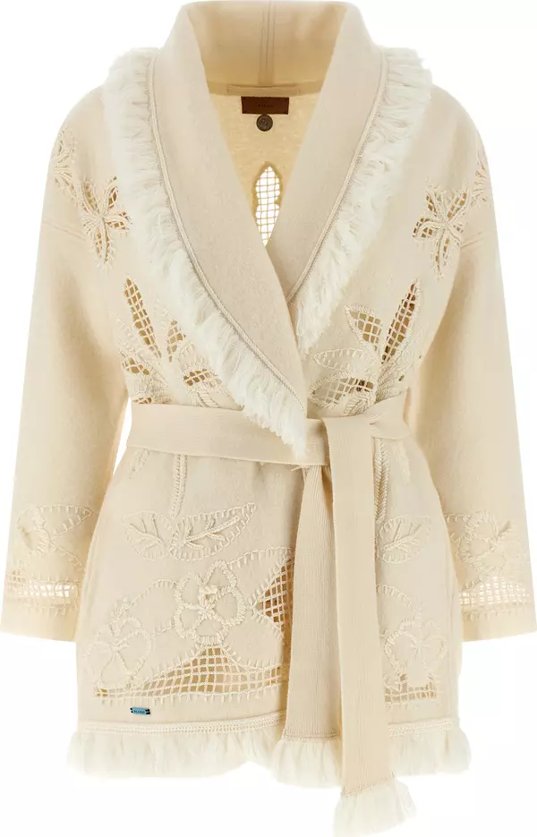 White Virgin Wool Cardigan
