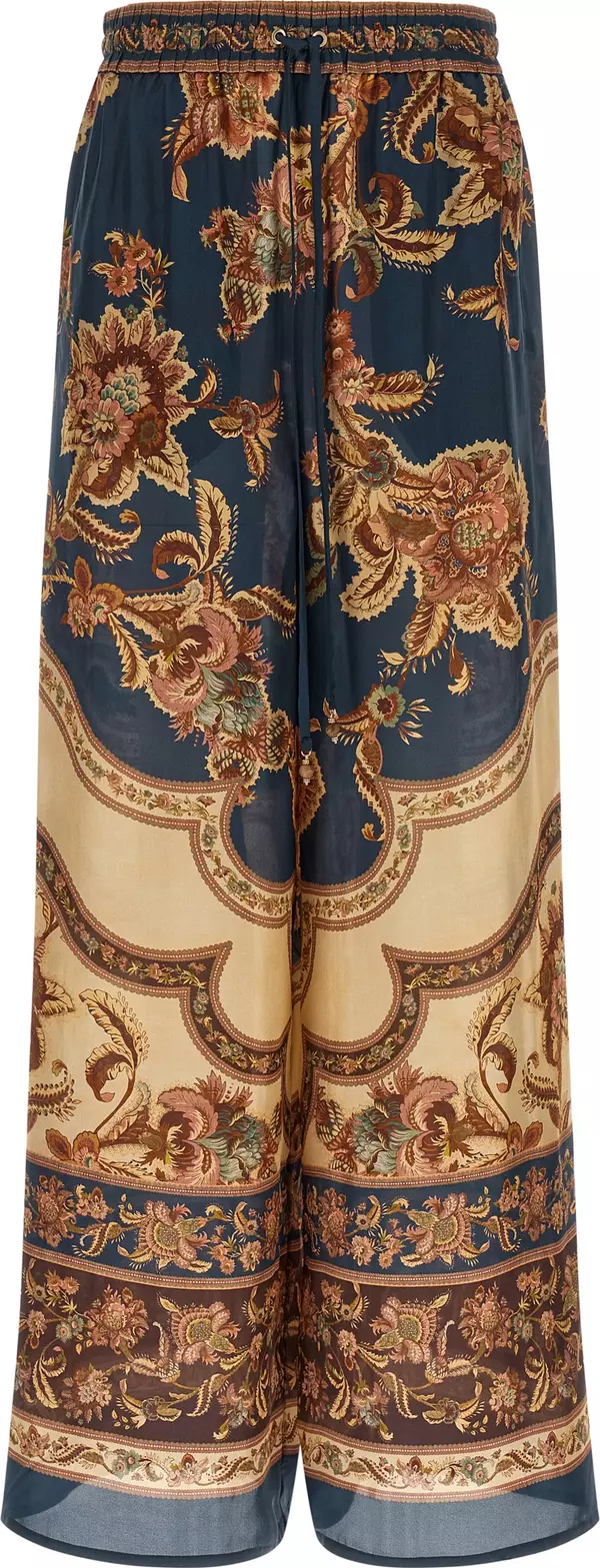 Multicolor Silk Casual Pants