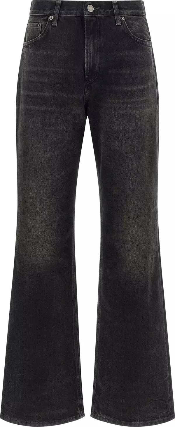Black Cotton Flared Jeans