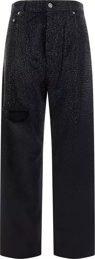 Black Cotton Casual Pants
