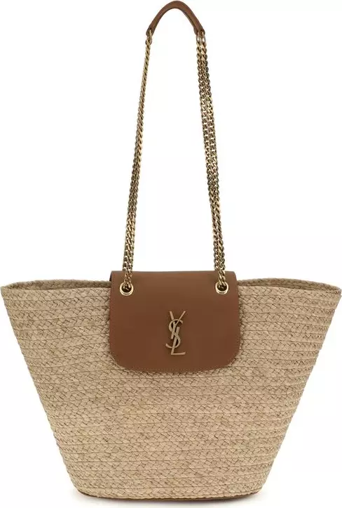 Beige Raffia Shoulder Bag