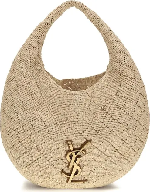 Beige Raffia Shoulder Bag