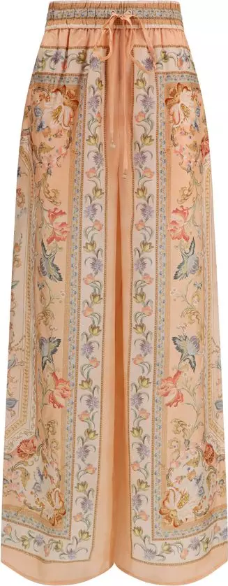Multicolor Silk Casual Pants
