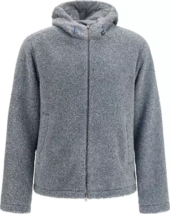 Gray Polyester Full-Length Jacket