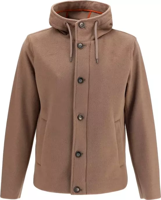 Brown Polyester Full-Length Jacket